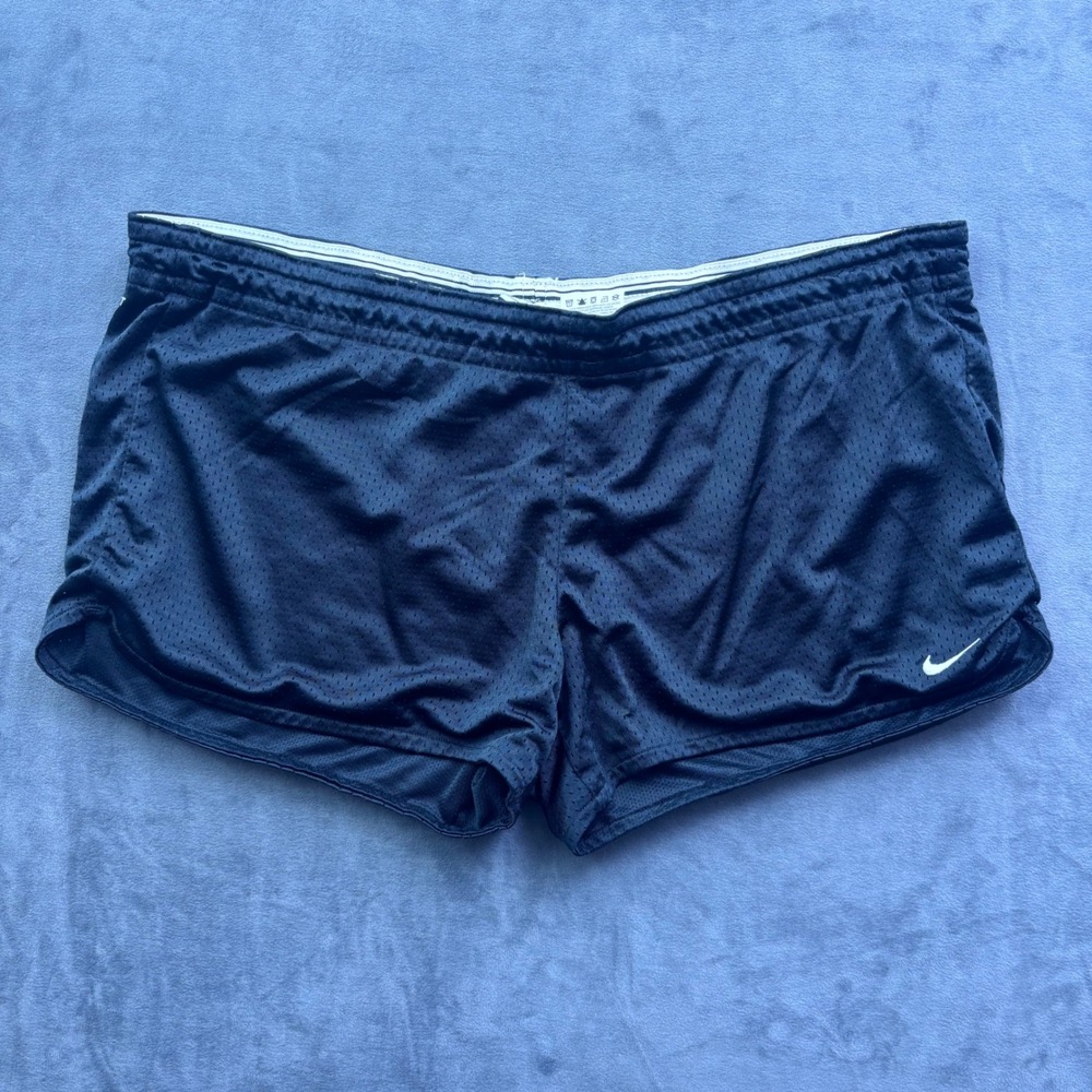 Nike Dri-FIT Mesh Running Shorts Black Womens Large RN56323 Athletic Gym Workout